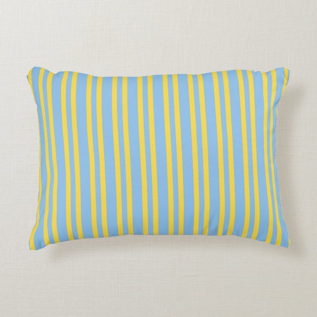 Blue Yellow Stripes Seamless Pattern Accent Pillow (Front)