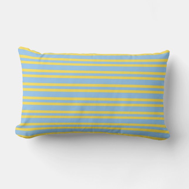 Blue Yellow Stripes Seamless Pattern Lumbar Pillow (Front)