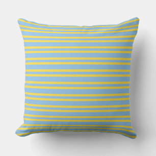 Blue Yellow Stripes Seamless Pattern Throw Pillow
