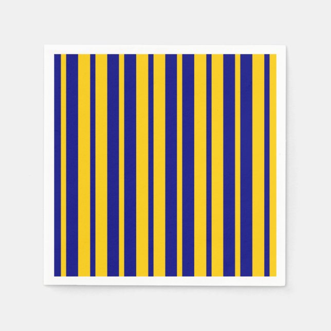 Blue Yellow Stylish Stripes Pattern Design  Napkins (Front)