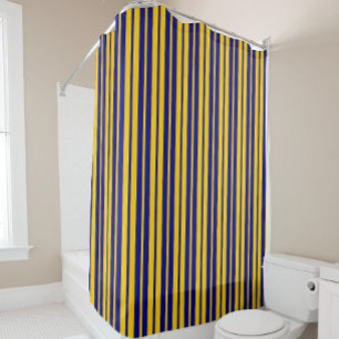 Blue Yellow Stylish Stripes Pattern Design  Shower Curtain