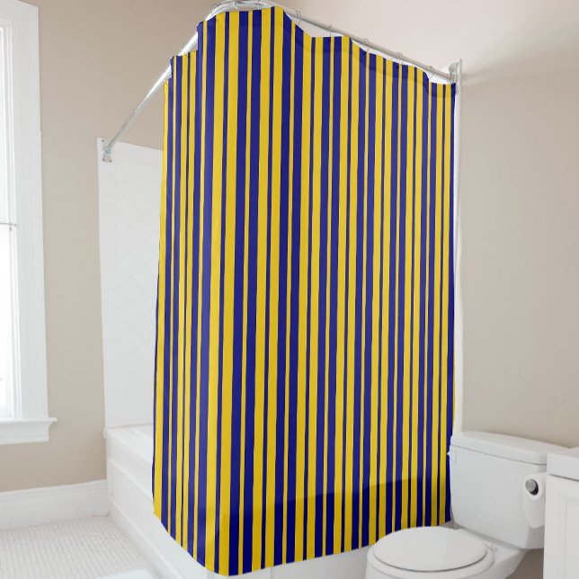 Blue Yellow Stylish Stripes Pattern Design  Shower Curtain (Creator Uploaded)