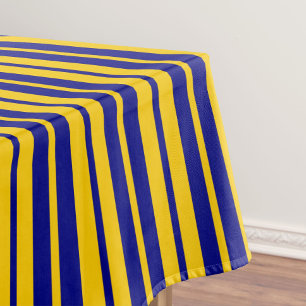Blue Yellow Stylish Stripes Pattern Design Tablecloth