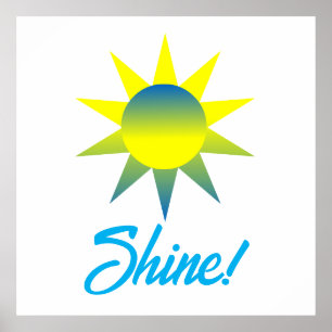 Blue Yellow Sun Shine  Poster