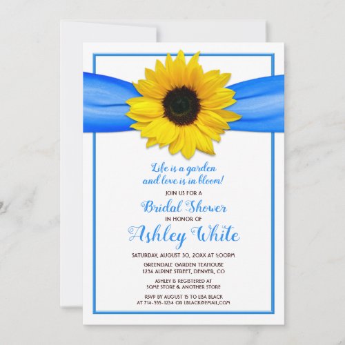 Blue Yellow Sunflower Bridal Shower Invitation