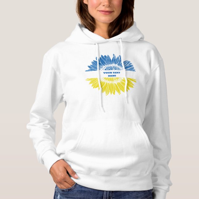 Blue/yellow sunflower. Custom text. Customizable Hoodie (Front)