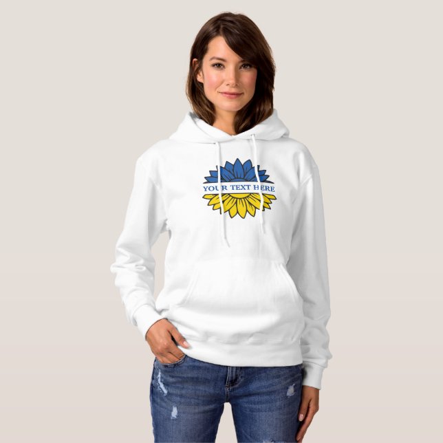 Blue/yellow sunflower. Custom text. Customizable Hoodie (Front Full)