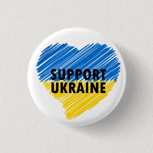 BLUE & YELLOW SUPPORT UKRAINE HEART BUTTON