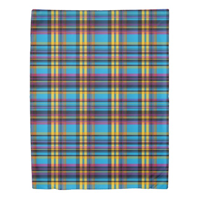 Blue Yellow Tartan Duvet Cover (Front)