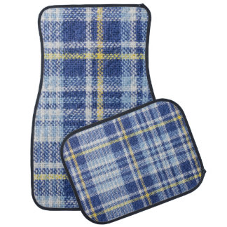 Blue Yellow Tartan: Fashionable Plaid Car Floor Mat