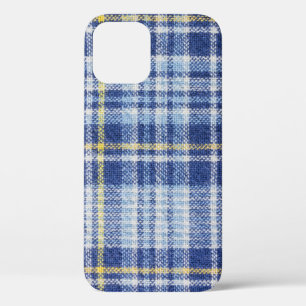 Blue Yellow Tartan: Fashionable Plaid iPhone 12 Case