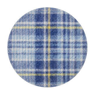 Blue Yellow Tartan: Fashionable Plaid Cutting Board