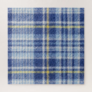 Blue Yellow Tartan: Fashionable Plaid Jigsaw Puzzle