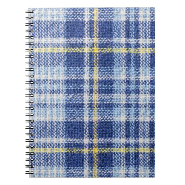 Blue Yellow Tartan: Fashionable Plaid Notebook (Front)
