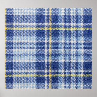 Blue Yellow Tartan: Fashionable Plaid Poster