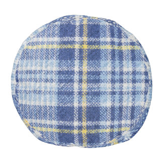 Blue Yellow Tartan: Fashionable Plaid Pouf