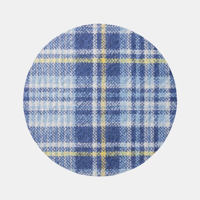 Blue Yellow Tartan: Fashionable Plaid Rug (Front)