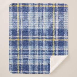Blue Yellow Tartan: Fashionable Plaid Sherpa Blanket