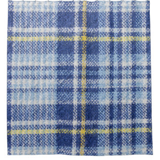 Blue Yellow Tartan: Fashionable Plaid Shower Curtain