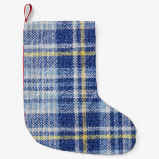 Blue Yellow Tartan: Fashionable Plaid Small Christmas Stocking