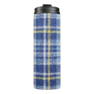 Blue Yellow Tartan: Fashionable Plaid Thermal Tumbler
