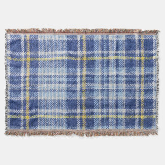 Blue Yellow Tartan: Fashionable Plaid Throw Blanket