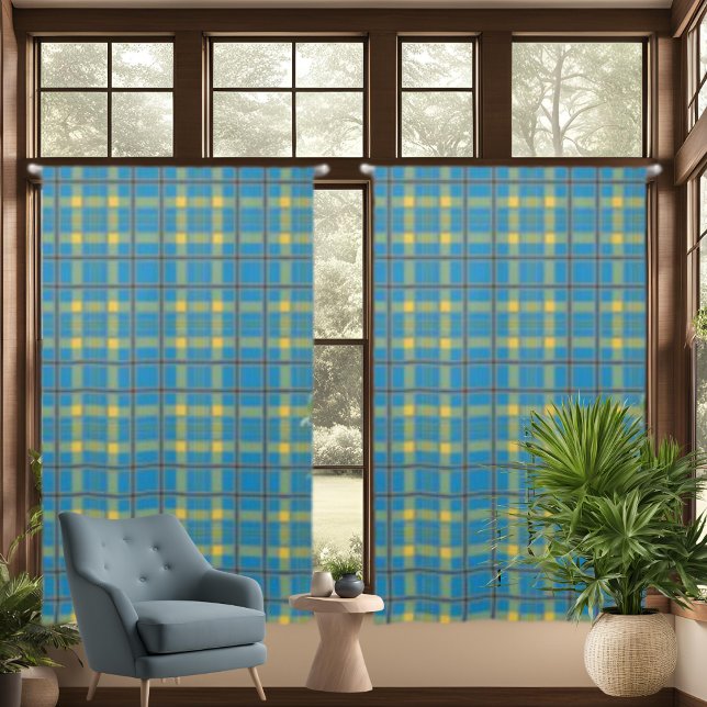 Blue Yellow Tartan Plaid Check Drapes Curtains (Blue Yellow Tartan Plaid Check Drapes Curtains)