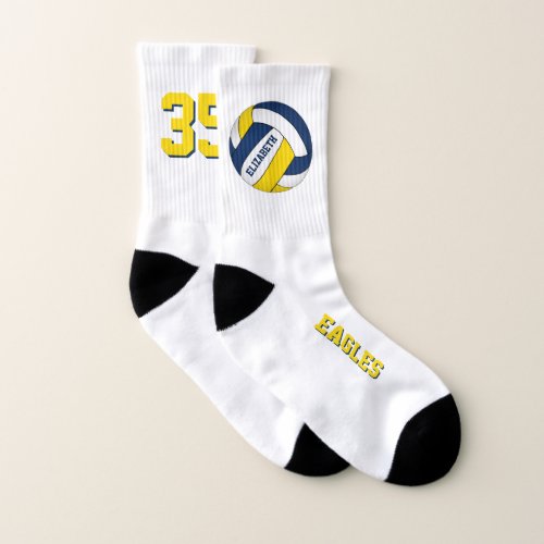 blue gold volleyball team colors personalized novelty socks
