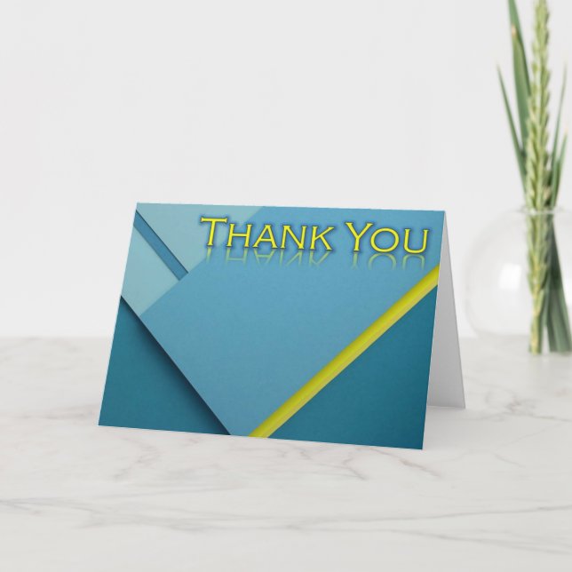 Blue & Yellow Thanks Sticker Official Thank You Card (Front)