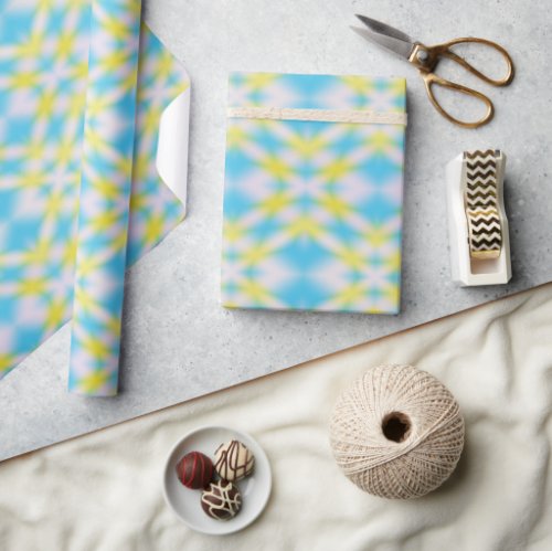 Blue Yellow Tie Dye Pattern Wrapping Paper