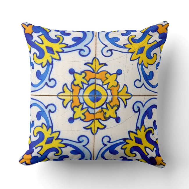 Blue Yellow Traditional Portuguese Azulejo Tile