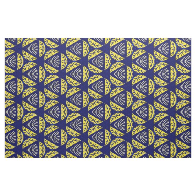 Blue Yellow Triangle Abstract Geometric Pattern Fabric (Yard)