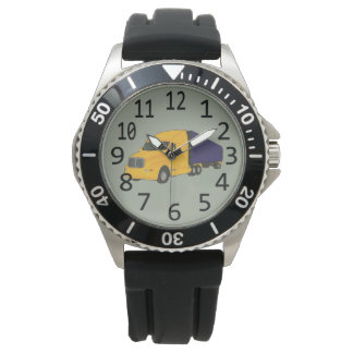 Blue Yellow Truck Tractor Trailer Custom Watches