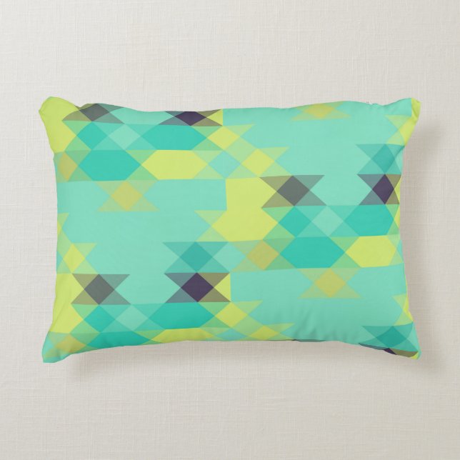 blue yellow turquoise yellow and aqua  accent pillow (Front)