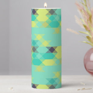 blue yellow turquoise yellow and aqua pillar candle