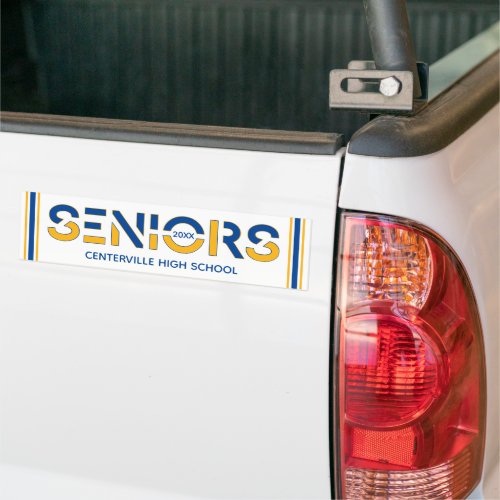 Blue  Yellow Two_Color Seniors Sliced Letters Bumper Sticker