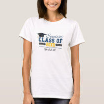 Blue Yellow Typography Graduation Gear T-Shirt