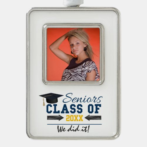 Blue Yellow Typography Graduation ornament