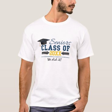 Blue Yellow Typography Graduation Tshirt