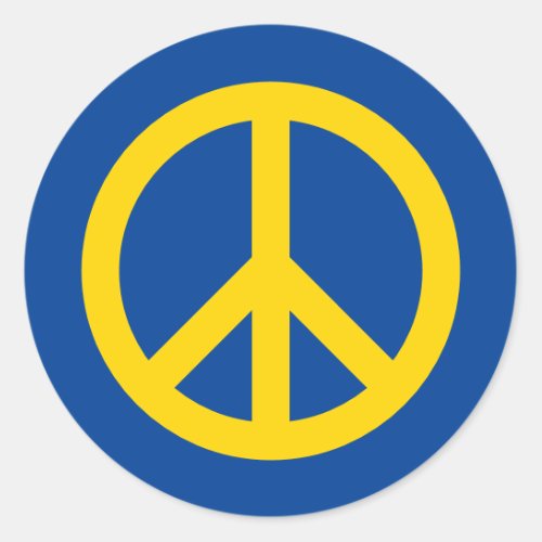 Blue yellow Ukrain flag colors peace symbol icon Classic Round Sticker