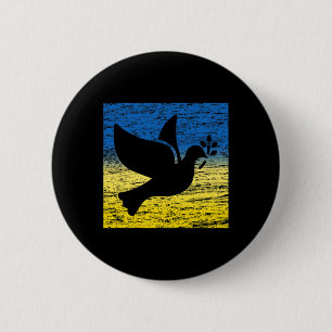 Blue Yellow Ukraine Flag Dove Ukrainian Peace Bird Button