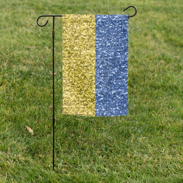 Blue yellow Ukraine flag glitter faux sparkles (In SItu)