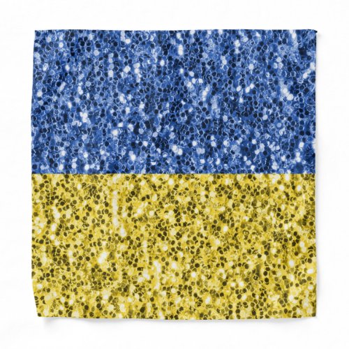 Blue yellow Ukraine flag glitter faux sparkles Bandana