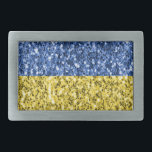 Blue yellow Ukraine flag glitter faux sparkles Belt Buckle<br><div class="desc">Blue yellow gold shiny sparkles glitters faux sparkle glamour for her. We use photos of sparkles.</div>