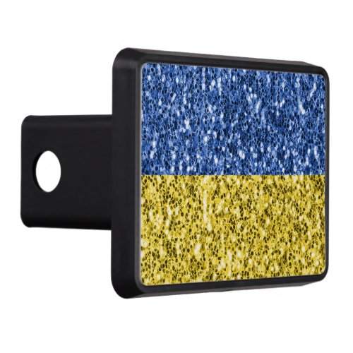 Blue yellow Ukraine flag glitter faux sparkles Hitch Cover