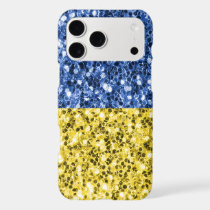 Blue yellow Ukraine flag glitter faux sparkles iPhone 17 Pro Max Case