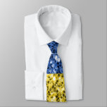 Blue yellow Ukraine flag glitter faux sparkles Neck Tie