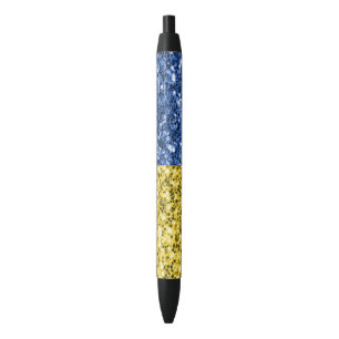 Blue yellow Ukraine flag glitter faux sparkles Pen
