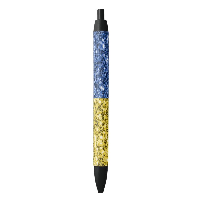 Blue yellow Ukraine flag glitter faux sparkles Pen (Front Vertical)