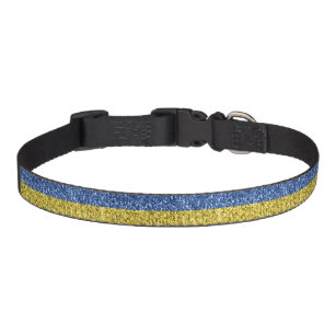 Blue yellow Ukraine flag glitter faux sparkles Pet Collar